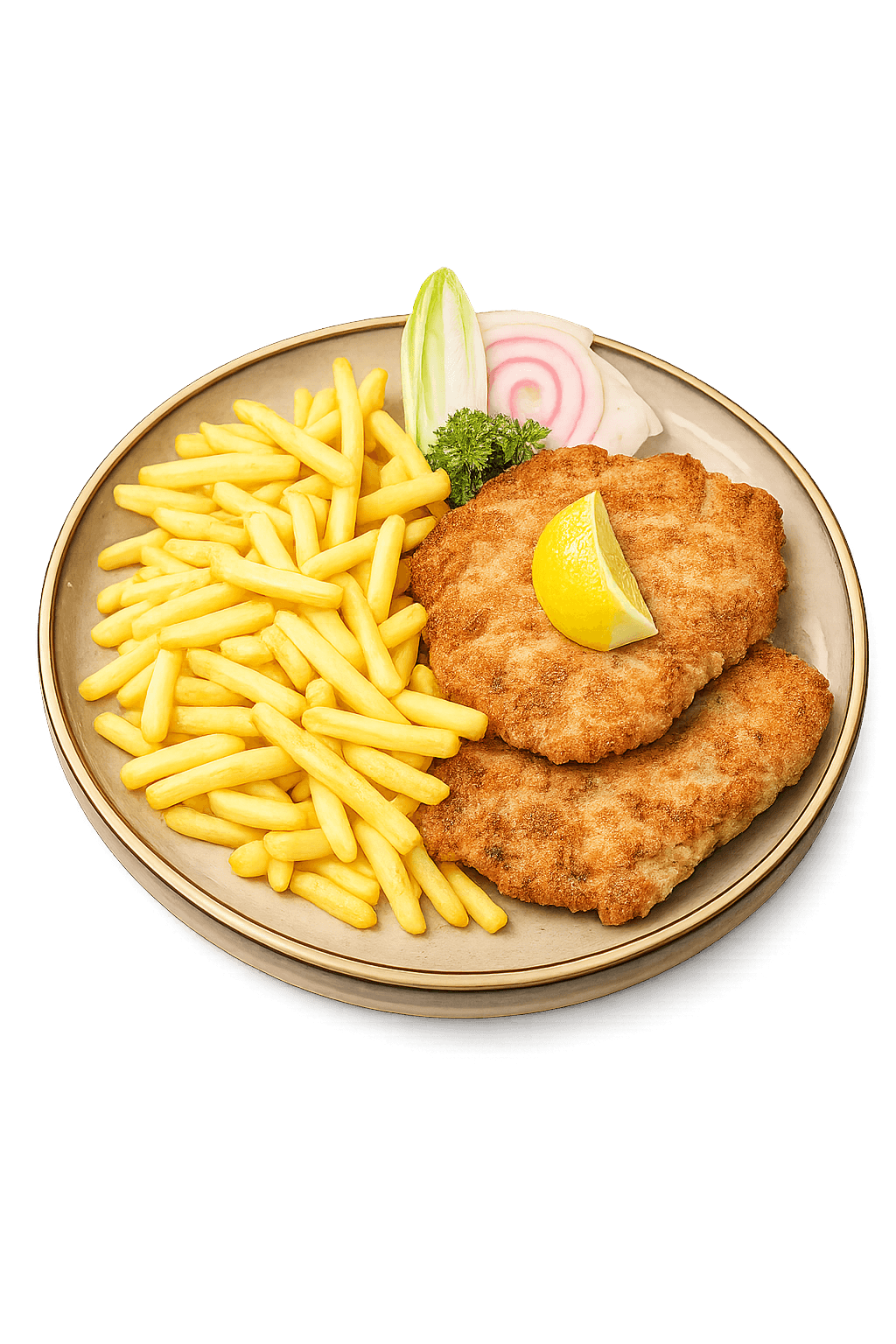 Paniertes Schnitzel mit Pommes Frites oder Salat